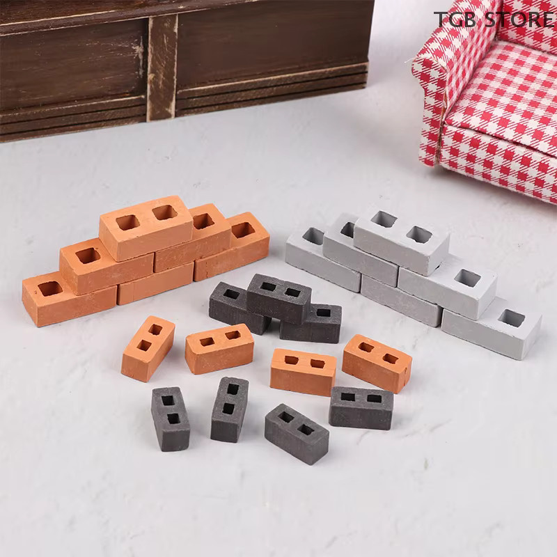 DIAPER&CORED Miniatur Beton Ziegel für Puppenhaus und Micro Landschaft im Maßstab 1:12, Grau, 50 Stück - Bild 2