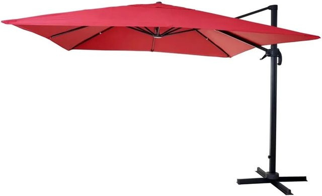 Gastronomie-Ampelschirm MCW-A96 in Rot mit Polyester-Bespannung aus Alu und Stahl, drehbar, Breite: 300 cm, Tiefe: 300 cm - Bild 2