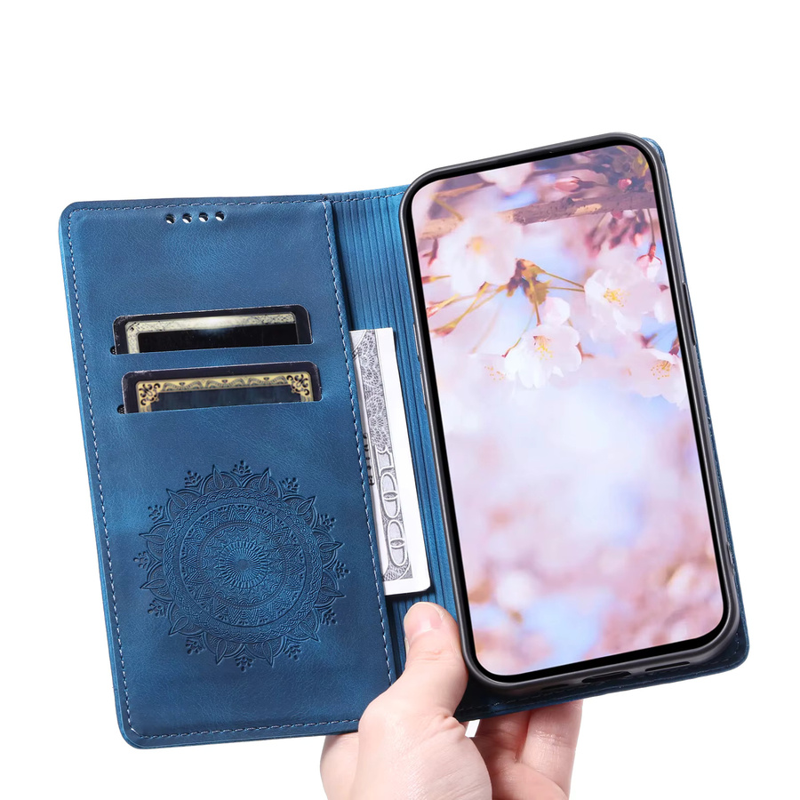 Magnetische Lederhülle im Brieftaschen-Design für Samsung Galaxy A-Serie in Grün oder Blau - Bild 1