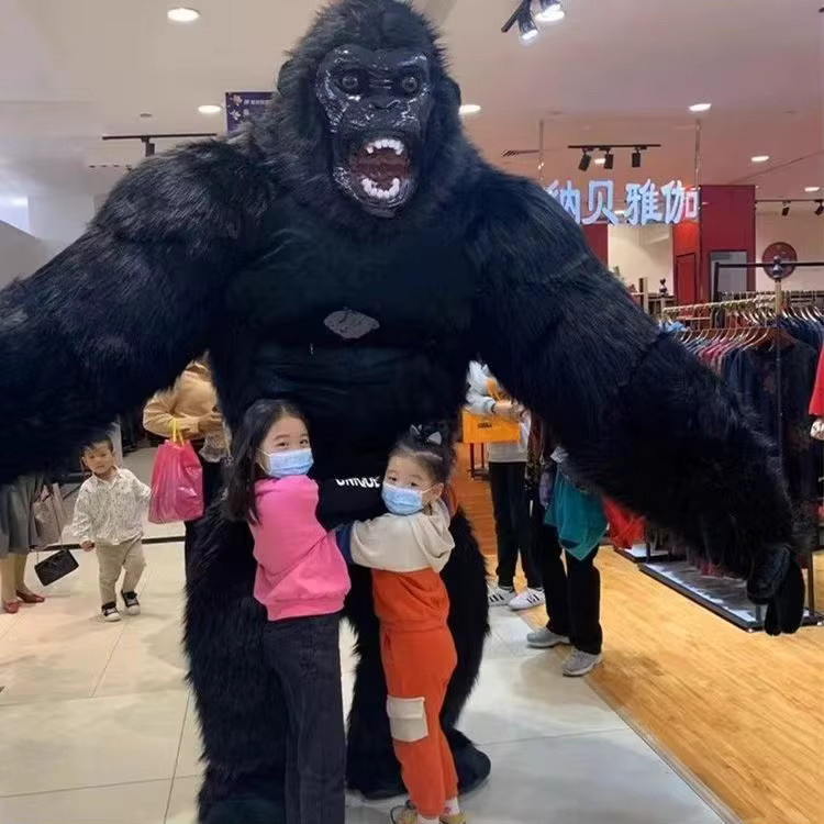 Potdemiel King Kong Gorilla Maskottchen, Plüsch Cartoon Puppe, Schwarz - Bild 2
