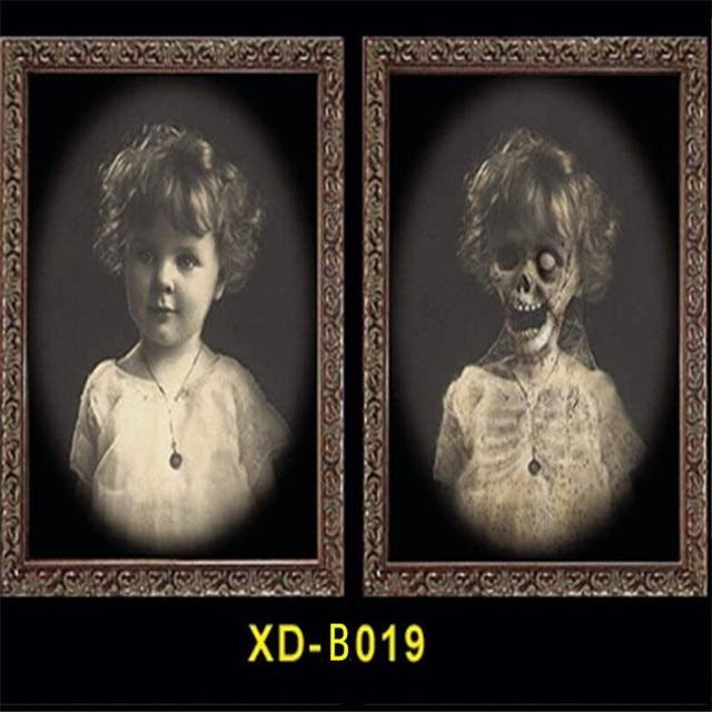 WJ hey 3D-Geister-Fotorahmen für Halloween mit wechselndem Gesicht, Dekoration in Multicolour, Breite: 38 cm, Höhe: 25 cm - Bild 1