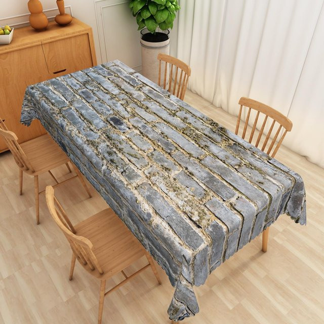 Wasserabweisende Tischdecke von JMG Household Supplies mit industriellem Ziegelmuster in Steinrot und Grau, rechteckig, B: 140 cm, T: 160 cm - Bild 1