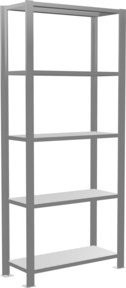 Schulte Grundregal Büro-Steckregal MULTIplus85, verzinkt, Farbe: grau/silber, 5 Fachböden mit Kreuzstrebe und Anschlagleiste, H x B x T: 180 x 75 x 30 cm - Bild 1