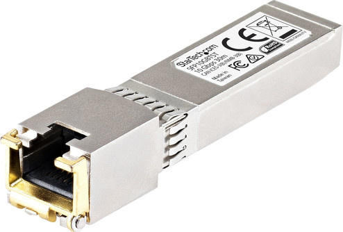 StarTech.com SFP+ Transceiver Modul Cisco kompatibel, 10GBASE-T, RJ45 Kupfer, 30m mit CAT6a, Farbe: Silber - Bild 1