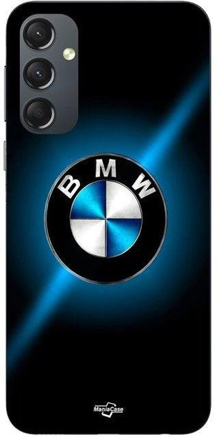 MANIACASE Handyhülle für Samsung Galaxy A34 mit BMW Logo in Schwarz und Blau aus glänzendem Silikon - Bild 1
