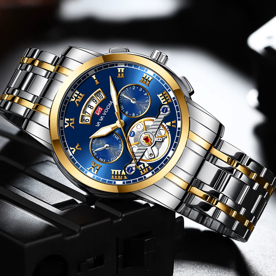 VA VA VOOM Armbanduhr Edelstahl, Analoguhr, Blau, Herren - Bild 2