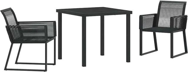 vidaXL Garten Essgruppe 3-teilig aus Poly Rattan und Stahl in Schwarz mit Glastisch - Bild 1
