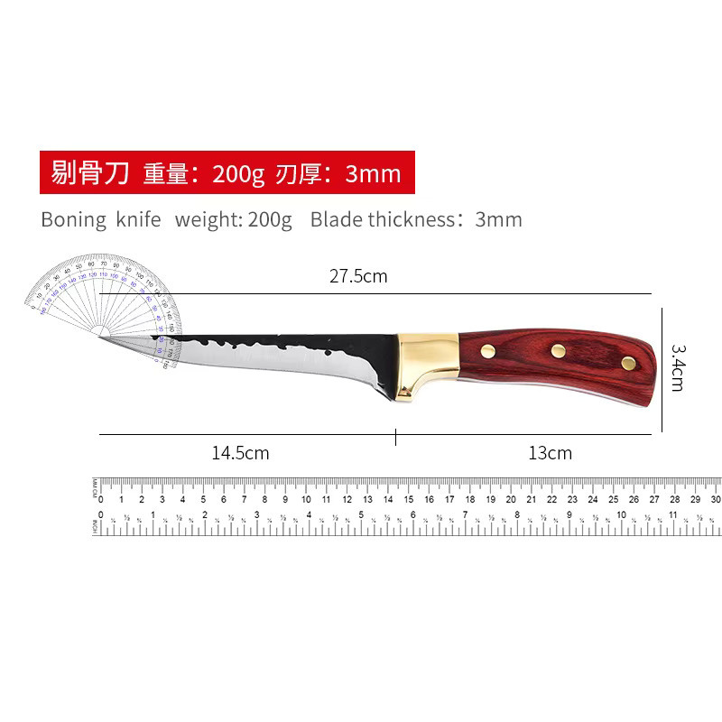 Allwin Houseware W Handgeschmiedetes Kochmesser aus Edelstahl mit Holzgriff in Mehrfarben - Bild 6