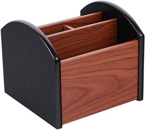 Daxikeai Schreibtisch-Aufbewahrungsbox aus Holz in Braun mit 4 Fächern und 360-Grad-Drehung - Bild 1