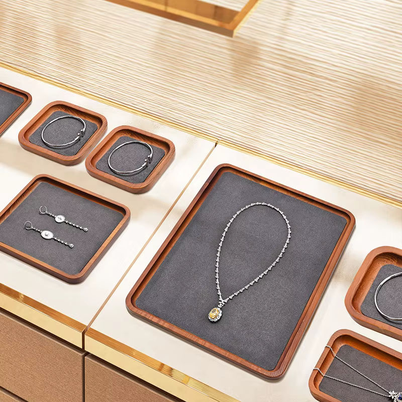 Ciyye Schmuck-Display-Tablett aus Holz in Dunkelgrau zur Aufbewahrung von Armbändern, Halsketten und Ringen - Bild 2