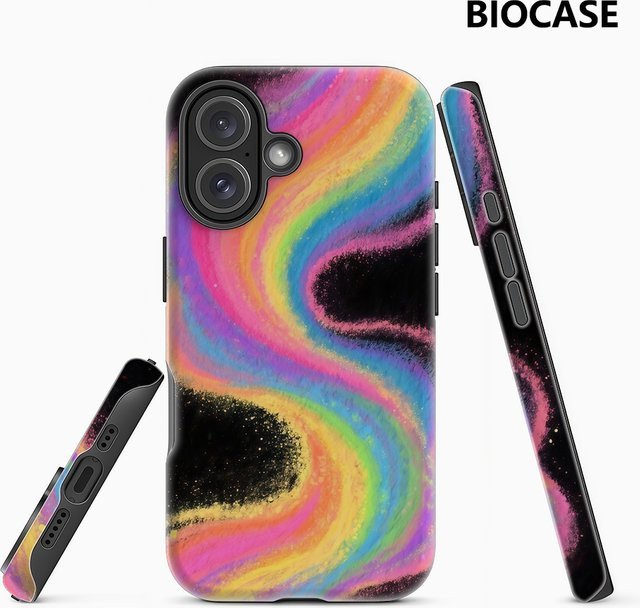 Rainbow Streamer Handyhülle für Apple iPhone 17 16 15 14 13 12 Pro Max Plus mit doppelschichtiger Rückseite in Multicolour - Bild 1