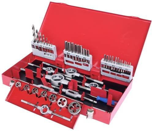 KS Tools HSS Co Gewindeschneidwerkzeug-Satz 44-teilig aus Edelstahl in Rot - Bild 1