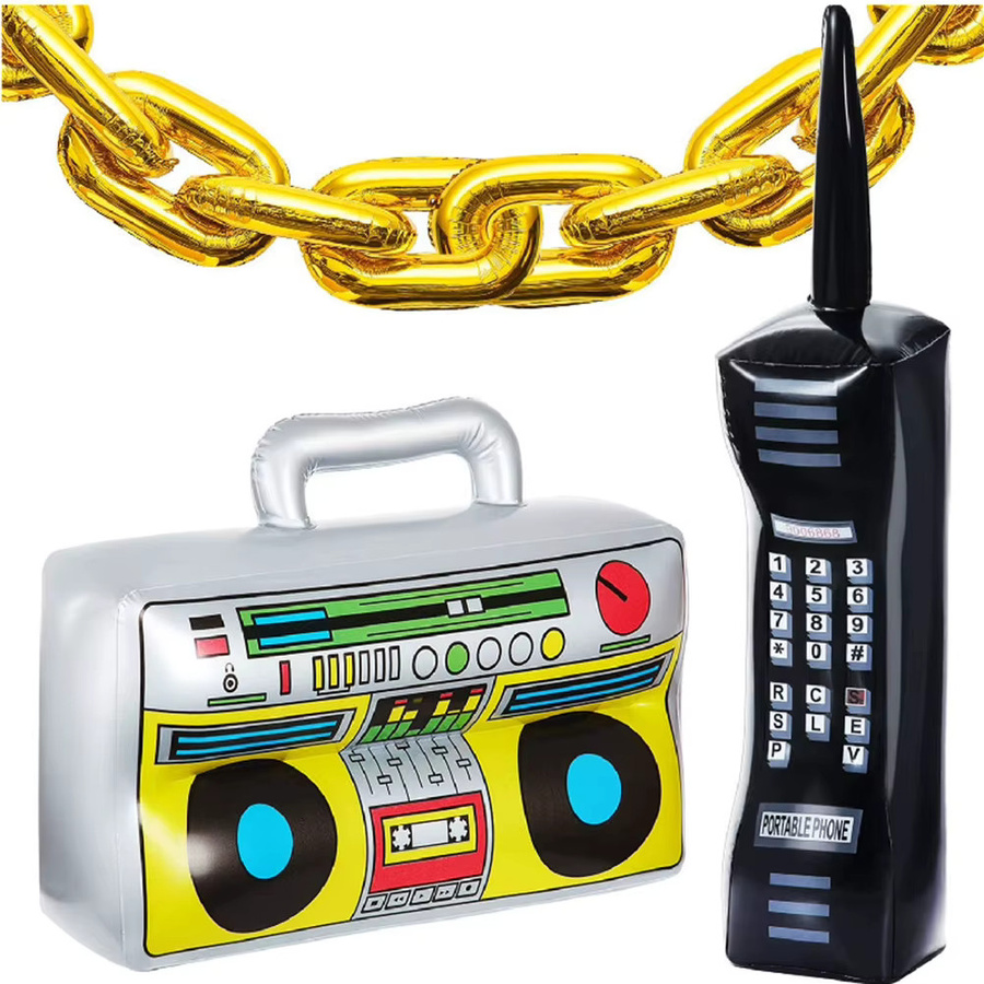 Aufblasbare Radio-Boombox von ALLOYSEED als bunte Retro-Partydekoration für 80er und 90er Jahre Themenpartys, Hip-Hop und Disco - Bild 3