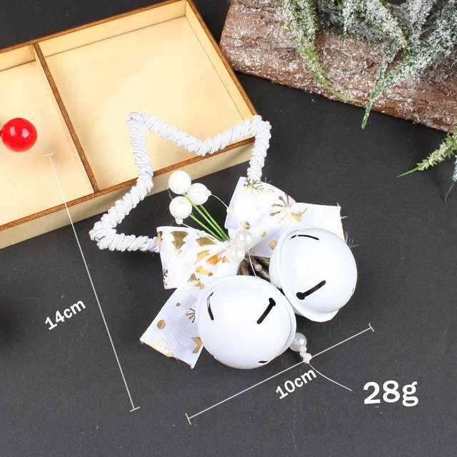 Weihnachtsanhänger Fünfzackiger Stern mit Glocke und Schleife in Weiß, DIY Weihnachtsbaum Dekoration, B/H: 14 x 10 cm - Bild 1