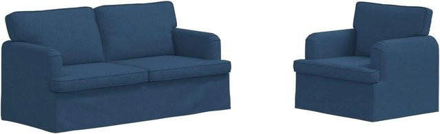 vidaXL Sofa 2-teilig in Blau mit Stoffbezug und Metallrahmen, L-Form, B/T/H: 162 x 80 x 85 cm - Bild 1