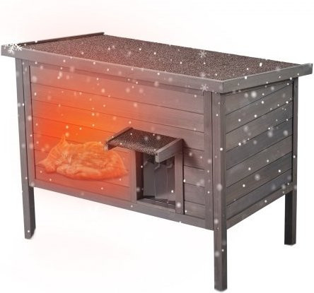 VEVOR Katzenhaus für draußen aus Holz, wetterfestes Katzenhaus und Kaninchenhaus mit Schaumisolierung, grau, B/T/H: 56,4 x 86,4 x 68,6 cm - Bild 1