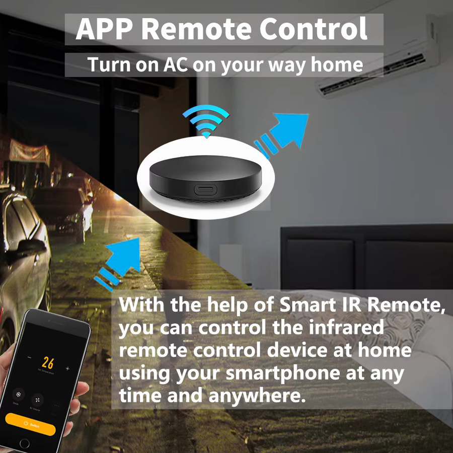 Tuya WiFi IR-Fernbedienung mit Temperatur- und Feuchtigkeitssensor in Schwarz, kompatibel mit Yandex SmartLife und Alexa - Bild 2