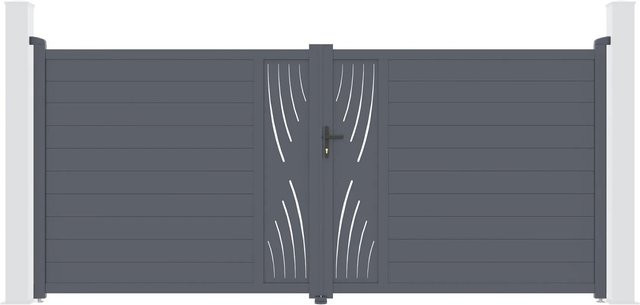 Casanoov Elektrisches Flügeltor Veleta aus Aluminium in Grau mit Drehtorantrieb Ranger B150, B/H: 400 x 180 cm - Bild 1