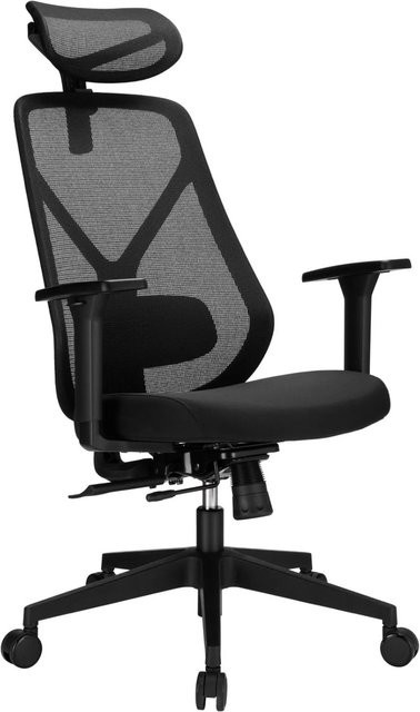 SOTECH CAVO Office PLUS Pro Bürostuhl in Schwarz mit verstellbarer Rückenlehne, Sitztiefenverstellung und Kopfstütze, Belastbarkeit bis 150 kg, Höhe: 114 bis 124 cm, Breite: 68 cm, Tiefe: 51 cm - Bild 1