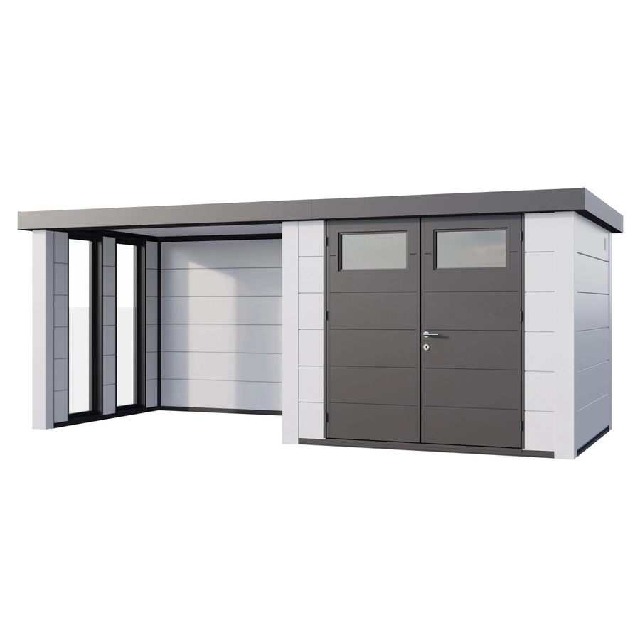 Telluria Gerätehaus Classico 2724 Lounge mit linkem Fenster und weißen Ecken, B/H/T: 552 x 238 cm, Weiß - Bild 2