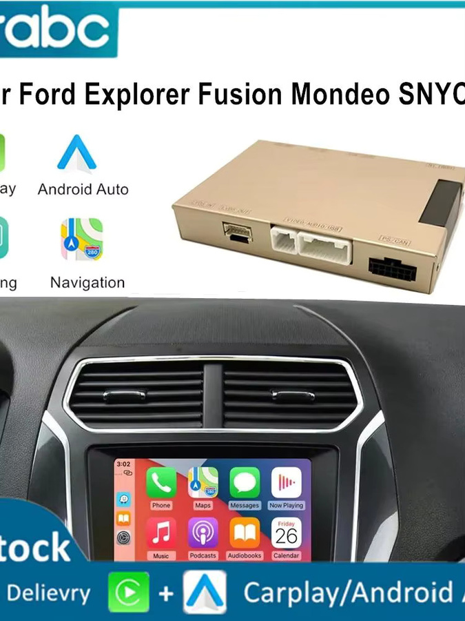 CARABC Wireless CarPlay und Android Auto Adapter mit Bluetooth und GPS für Ford Sync 2 Systeme in Gold - Bild 1