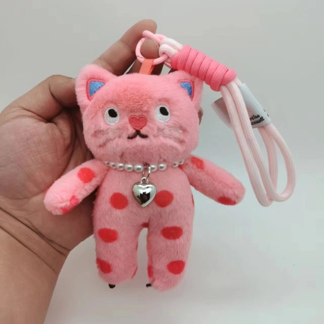Rosa Katze Plüsch-Schlüsselanhänger, 15cm - Bild 1