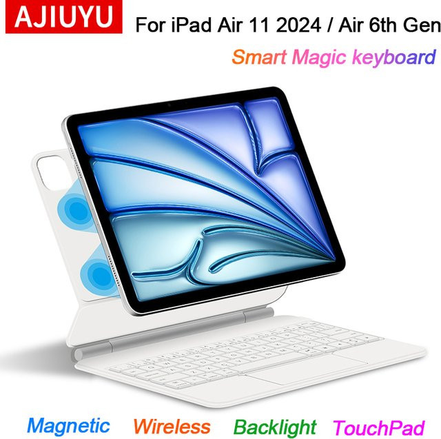 Apple Magic Keyboard für iPad Air 11 Zoll 2024 (6. Generation M2) mit QWERTZ-Layout in Schwarz oder Weiß - Bild 1