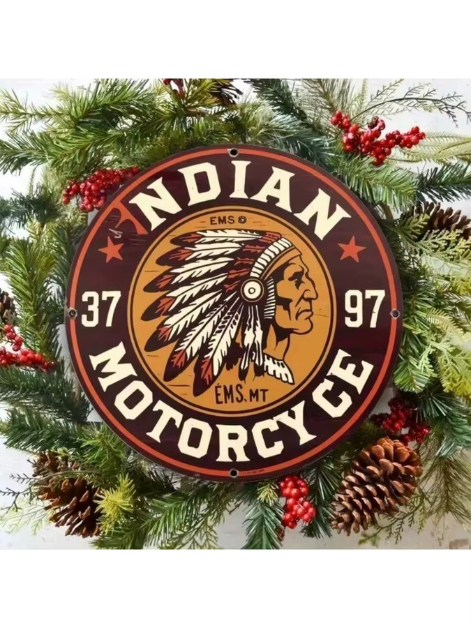 CIFBUY Vintage Motorrad Metallschild Rund, Wetterfestes Retro Wandkunstwerk für Garage und Männerhöhle, Durchmesser: 30,48 cm, Mehrfarbig - Bild 3