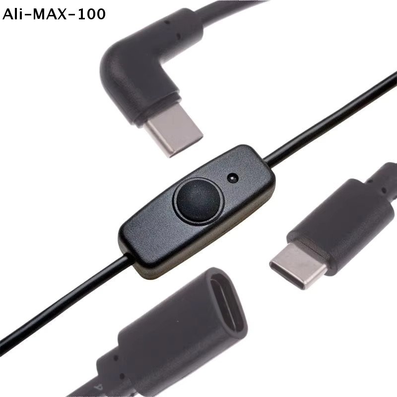 Ys USB-C auf Typ-C Stromversorgungskabel mit Ein- und Ausschalter, Schwarz, 10 cm - Bild 4