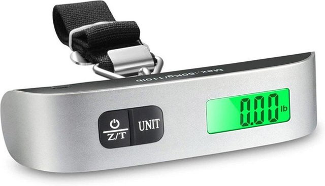 Aideepen Digitale Reisegepäckwaage mit LCD-Display, Tragbare Elektronische Kofferwaage bis 50 kg, Grau/Silber - Bild 1