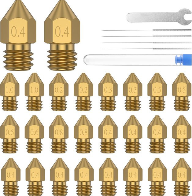 Willkey Messing 3D Drucker Düsen Kit Gold für FDM Drucker, auslaufsichere Druckdüsen für glatte Druckergebnisse - Bild 1