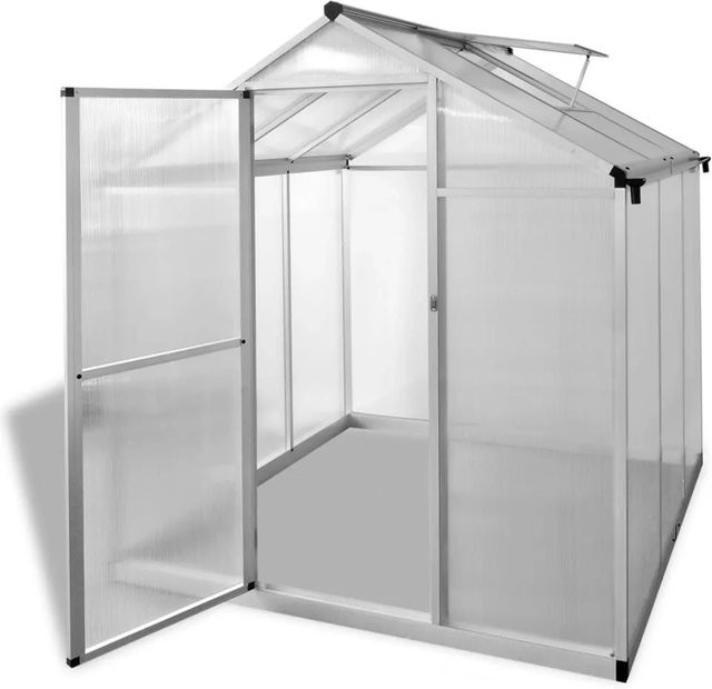 vidaXL Gewächshaus aus Aluminium und Polycarbonat in Silber mit 3,46 m³ Volumen - Bild 1