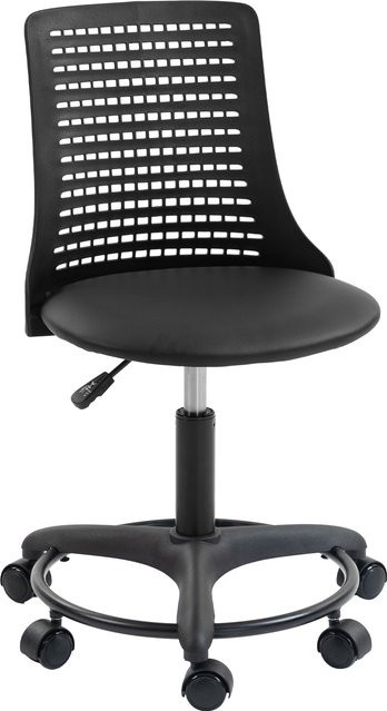 HOMCOM armloser Bürostuhl in Schwarz, drehbarer Schreibtischstuhl mit offener Rückenlehne und höhenverstellbarem Sitz aus Kunstleder - Bild 1