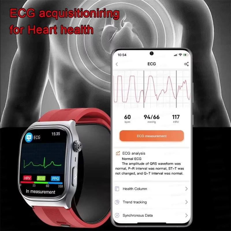 Smartwatch für Herren mit Saphirglas und Gesundheits-Tracker in Schwarz mit EKG, Herzfrequenz, SpO2 und Schlafüberwachung via Bluetooth - Bild 2