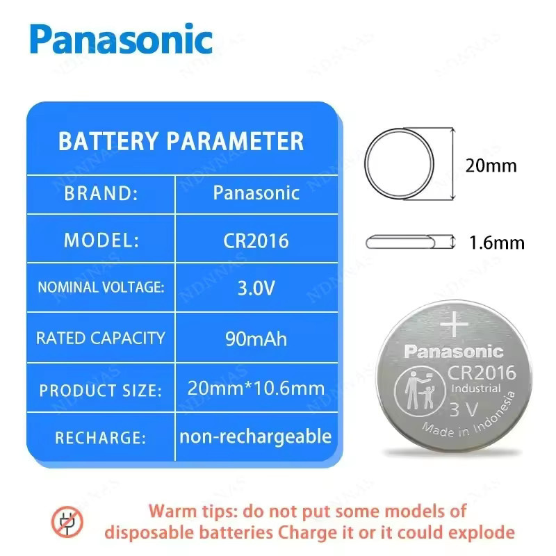 Panasonic CR2016 3V Lithium-Knopfzellen in Silber für Uhren, Taschenrechner und Fernbedienungen - Bild 2