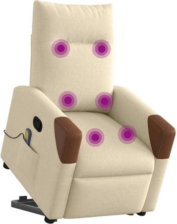 vidaXL Massagesessel mit Aufstehhilfe in Creme, moderner TV-Sessel mit Armlehnen und elektrischer Lift-Unterstützung