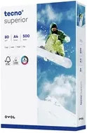 tecno Kopierpapier Superior DIN A4, weiß, 80 g/m², 500 Blatt pro Packung, 2-fach Lochung - Bild 1