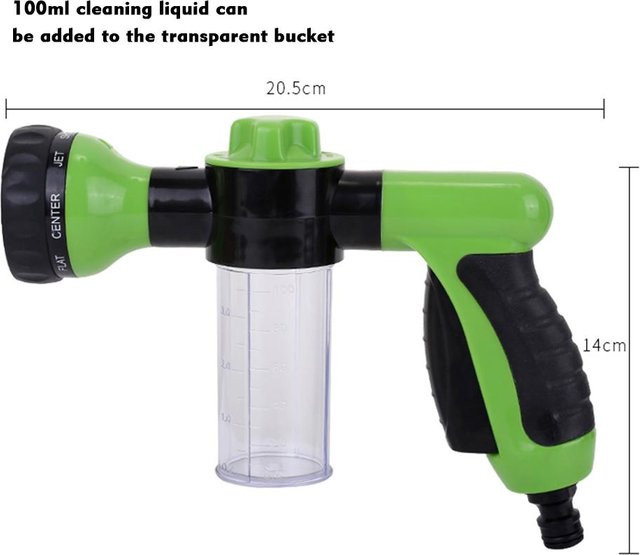 Schaumsprüher mit Multi-Pattern-Düse und Flow-Control für Autowäsche und Pflanzenbewässerung, Grün - Bild 1