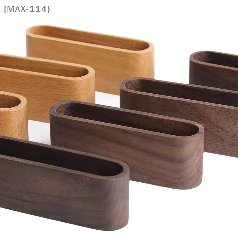 Visitenkartenhalter aus Holz in Beige und Braun mit Stiftschlitz und Notizblock-Halterung als Schreibtisch-Organizer F2-MAX114 - Bild 2