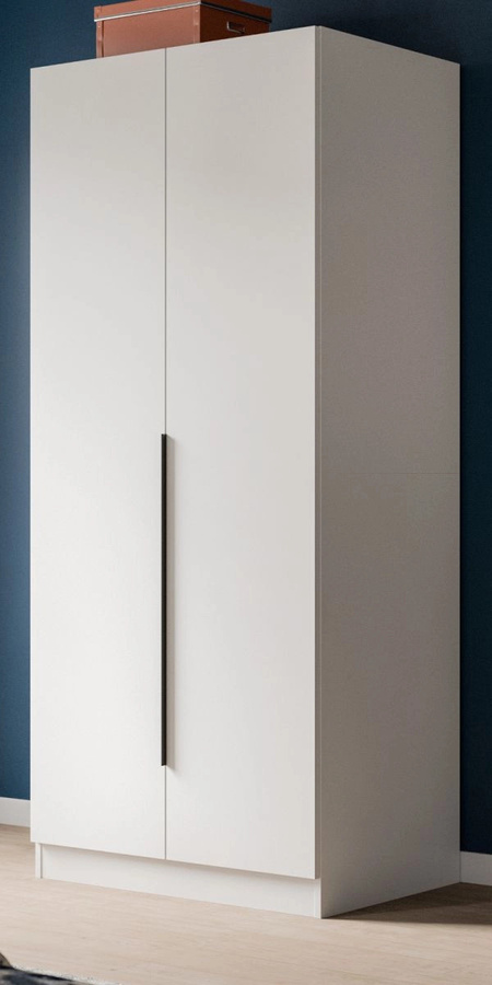 Kleiderschrank Swan 2-türig in Weiß, modern und matt, B/H: 80 x 181 cm - Bild 1