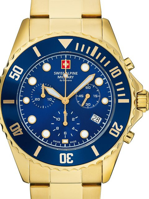 Swiss Alpine Military Chronograph, Quarz, Edelstahl, Blau, 42 mm, Herren - Bild 1