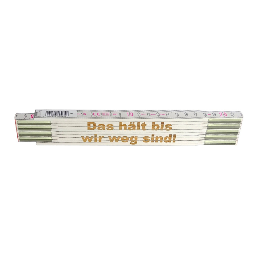 Stabila Zollstock aus Holz mit Lasergravur Das hält bis wir weg sind, 2 m, weiß - Bild 2