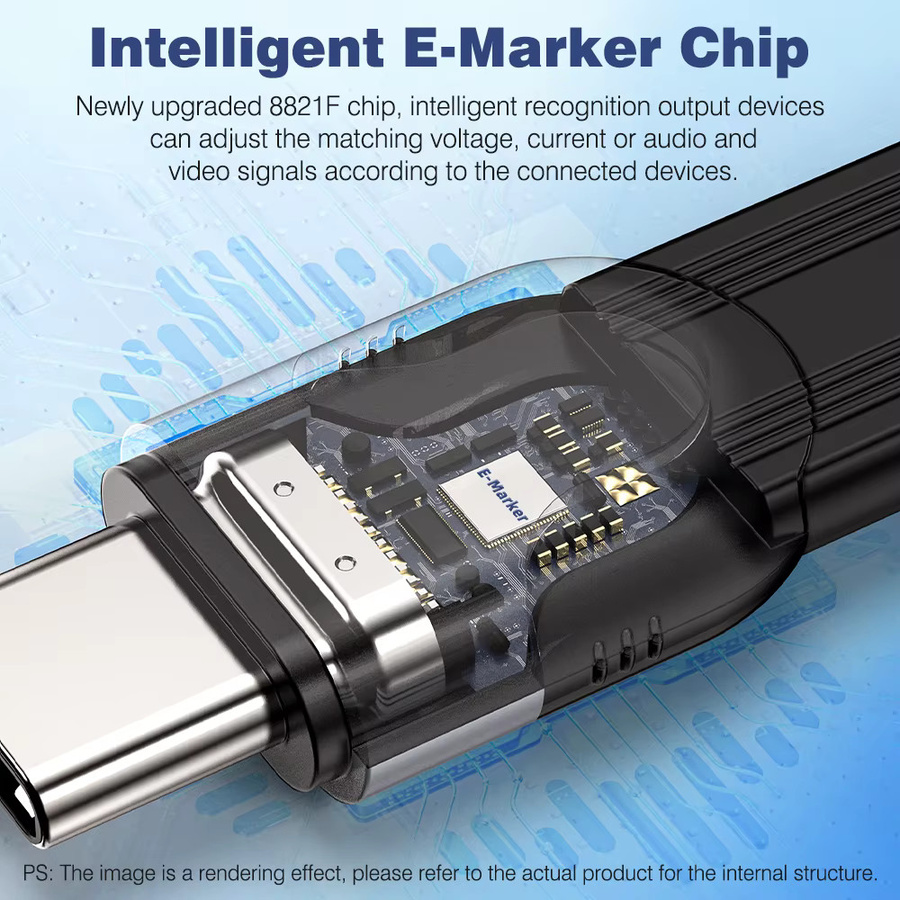 UGOURD Thunderbolt 5 USB-C Datenkabel, 80Gbps Hochgeschwindigkeits-Kabel, Farbe: Schwarz - Bild 2