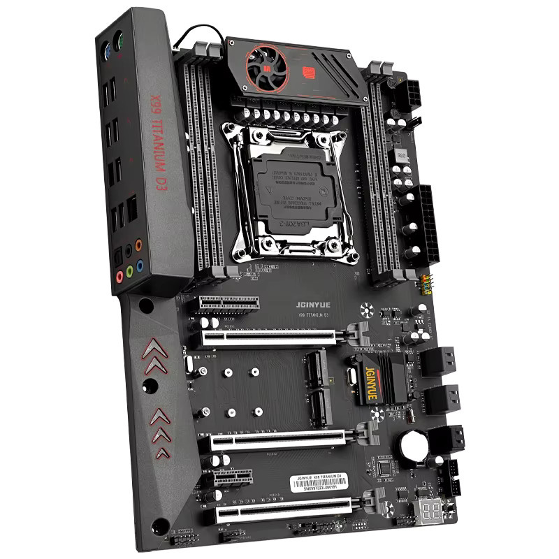 JGINYUE X99 TITANIUM D3 ATX Mainboard für Intel LGA 2011-3 E5 V3 V4 mit DDR3 RAM, M.2 NVMe und USB-C in Schwarz - Bild 2