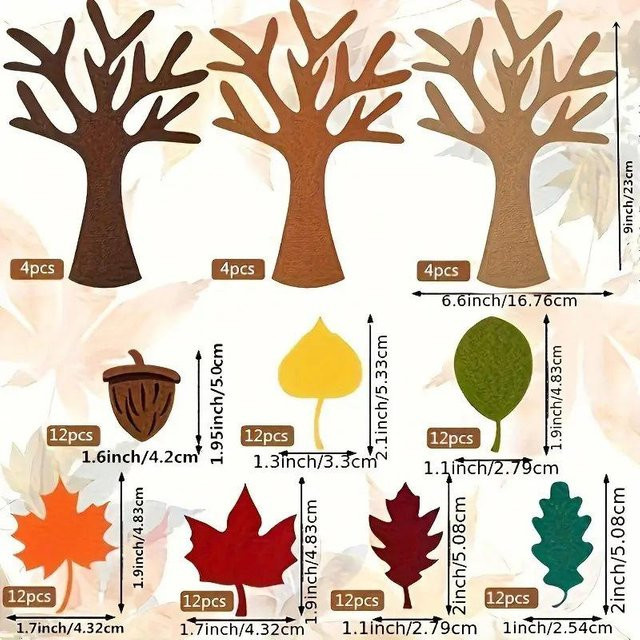 Binchi Herbstfilz-Baumschmuck-Set, Bastelspielzeug, 96-teiliges Set - Bild 1