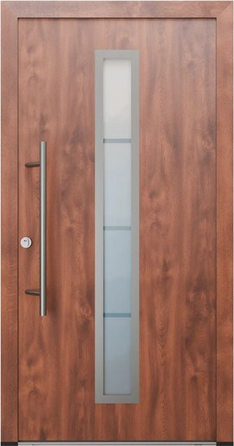 FM Türen Innentür AS68 Modell 01 mit Glaseinsatz in Nussbaum Braun, Ausführung Links, B: 100 cm, H: 200 cm, inklusive Beschläge Set aus Stahl und Glas - Bild 1