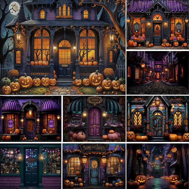 LS Halloween Fotohintergrund Haunted Street als Requisit für Kinder- und Erwachsenen-Festdekorationen in Multicolour - Bild 2