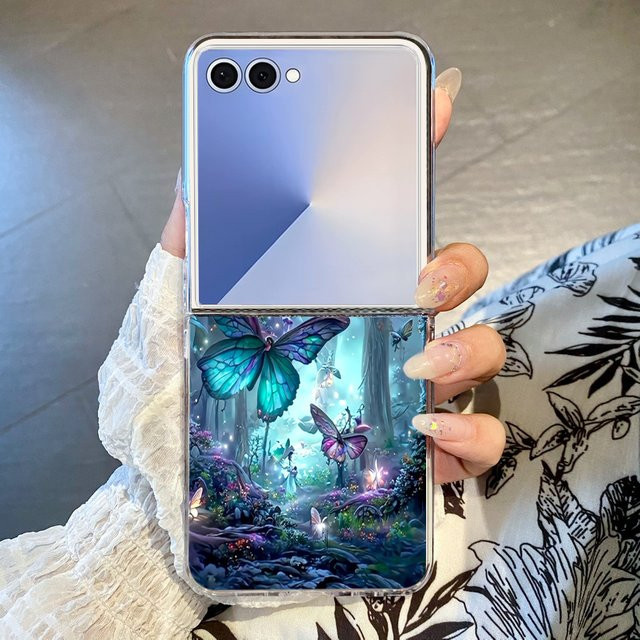 Schmetterlingsmuster Handyhülle aus hartem PC für Samsung Galaxy Z Flip 7, Flip 6, Flip 5, Flip 4, Flip 3 5G in Transparent Multicolour - Bild 1