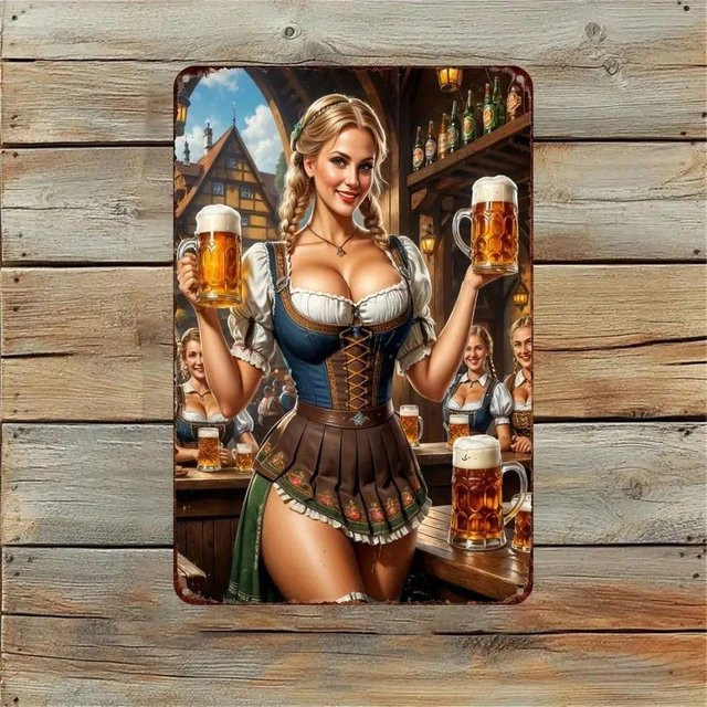 Retro Vintage Metallblechschild CIFBUY mit Pin-Up-Mädchen als Wanddekoration für Garage und Werkstatt, Breite: 20 cm, Höhe: 30 cm - Bild 1