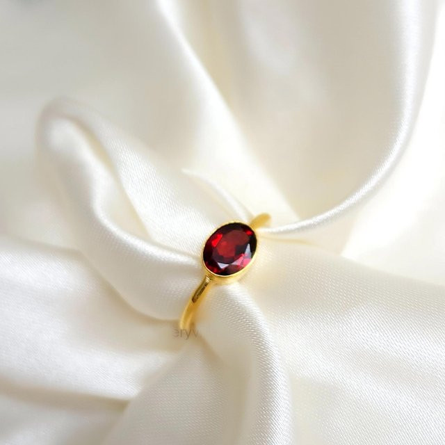 finesilverjewels Ring 925 Silber, Granat, Damen, Größe 8 - Bild 1